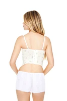 Lace-Trim Floral Print Corset