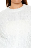 Plus Fuzzy Cable Knit Sweater