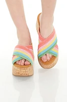 Striped Cork Platform Wedges