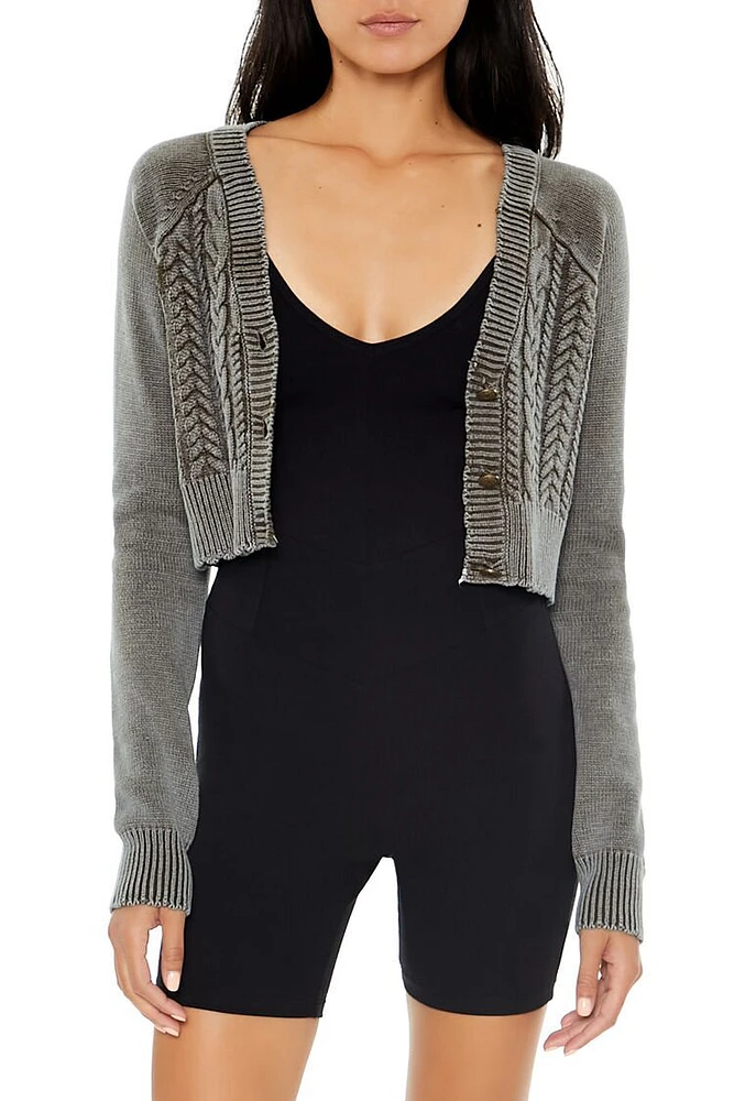 Cropped Mineral Wash Cardigan Sweater