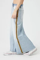 Striped-Trim Denim Maxi Skirt