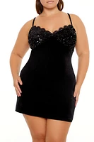 Plus Sequin Lace Mini Dress