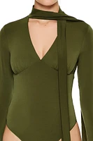 Plunging Scarf Bodysuit