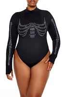 Plus Skeleton Rhinestone Bodysuit