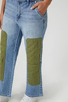 Quilted Patchwork Straight-Leg Jeans