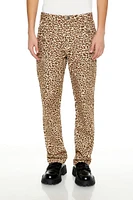 Slim-Fit Mid-Rise Leopard Pants