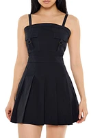 Pleated Poplin Mini Dress