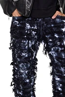 Destroyed Bleach Dye Slim-Fit Jeans