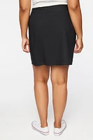 Plus Linen-Blend Mini Skirt