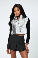 Quilted Metallic Cropped Vest