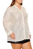 Plus Sheer Glitter Shirt