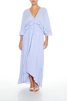 Butterfly-Sleeve Flounce Maxi Dress
