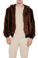 Gradient Faux Fur Zip-Up Jacket