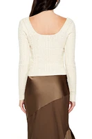Cable Knit Square-Neck Sweater