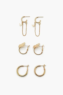 Butterfly Hoop Earrings Set