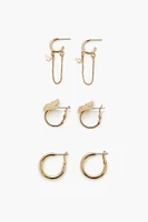 Butterfly Hoop Earrings Set