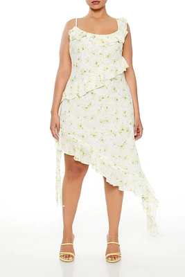 Plus Ruffle Floral Midi Dress