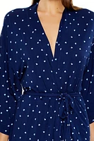 Heart Print Tie-Waist Robe