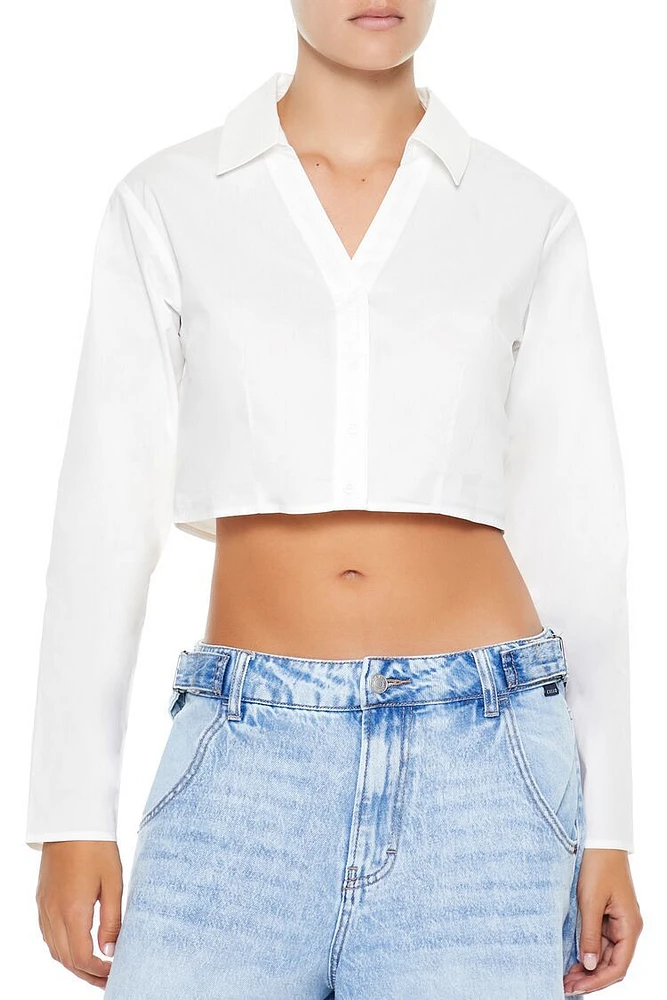 Cropped Satin Shirt