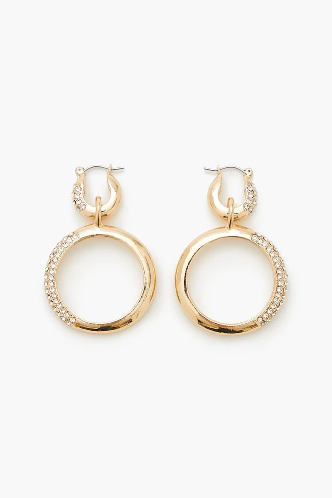 Rhinestone Hoop Drop Earrings