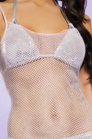 Rhinestone Fishnet Mini Dress