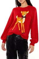 Deer Bow Raglan-Sleeve Sweater