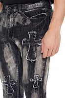 Frayed Cross Skinny Jeans