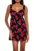 Ruffle Rose Mini Babydoll Dress