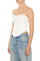 Beaded Fringe-Trim Bustier Tube Top