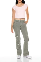 Thermal Cap-Sleeve Cropped Tee