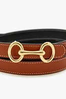 Horse Bit Buckle Faux Leather Belt