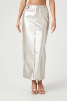 Metallic Faux Leather Maxi Skirt