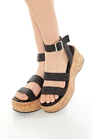 Strappy Cork Platform Wedges