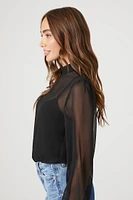 Chiffon Mock Neck Bodysuit