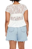 Plus Sheer Lace Peplum Top