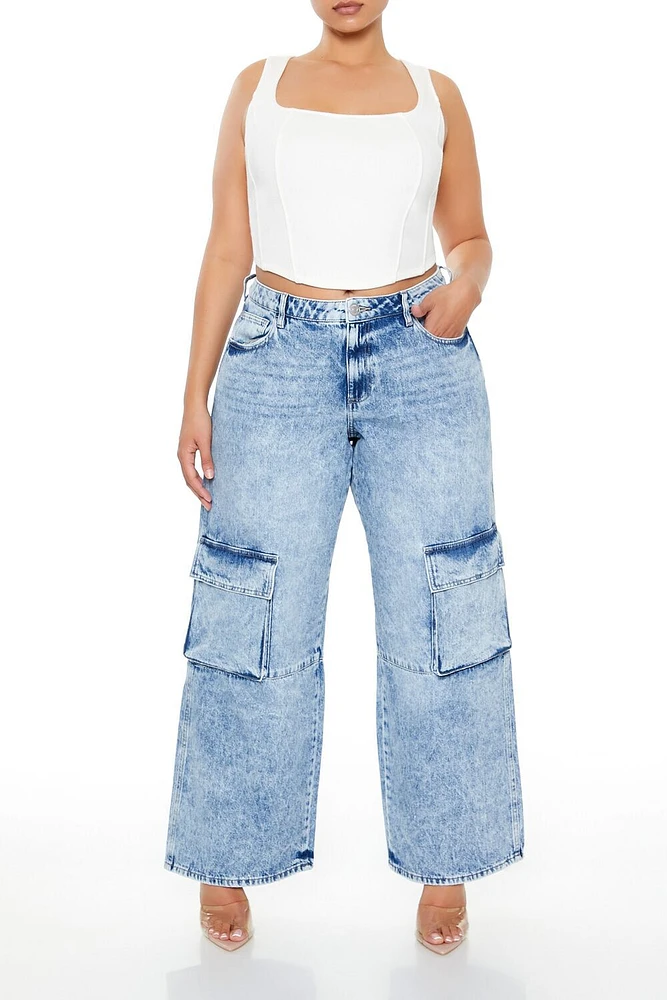 Plus High-Rise Cargo Jeans