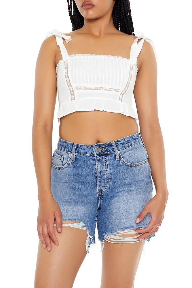 Tie-Strap Flounce Crop Top