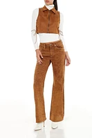 Faux Suede & Leather Lace-Up Vest