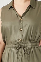 Plus Sleeveless Tie-Waist Jumpsuit