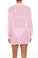 Essentials Voile Button-Down Swim Cover-Up Dress