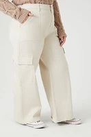 Plus Twill Wide-Leg Cargo Pants