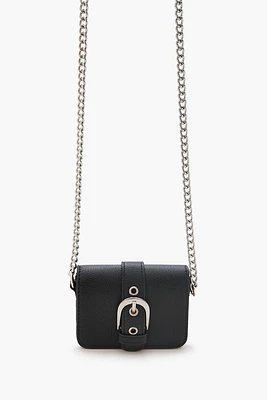 Buckled Faux Leather Crossbody Bag