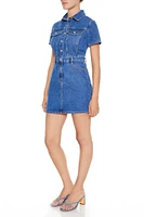 Denim Button-Front Mini Dress