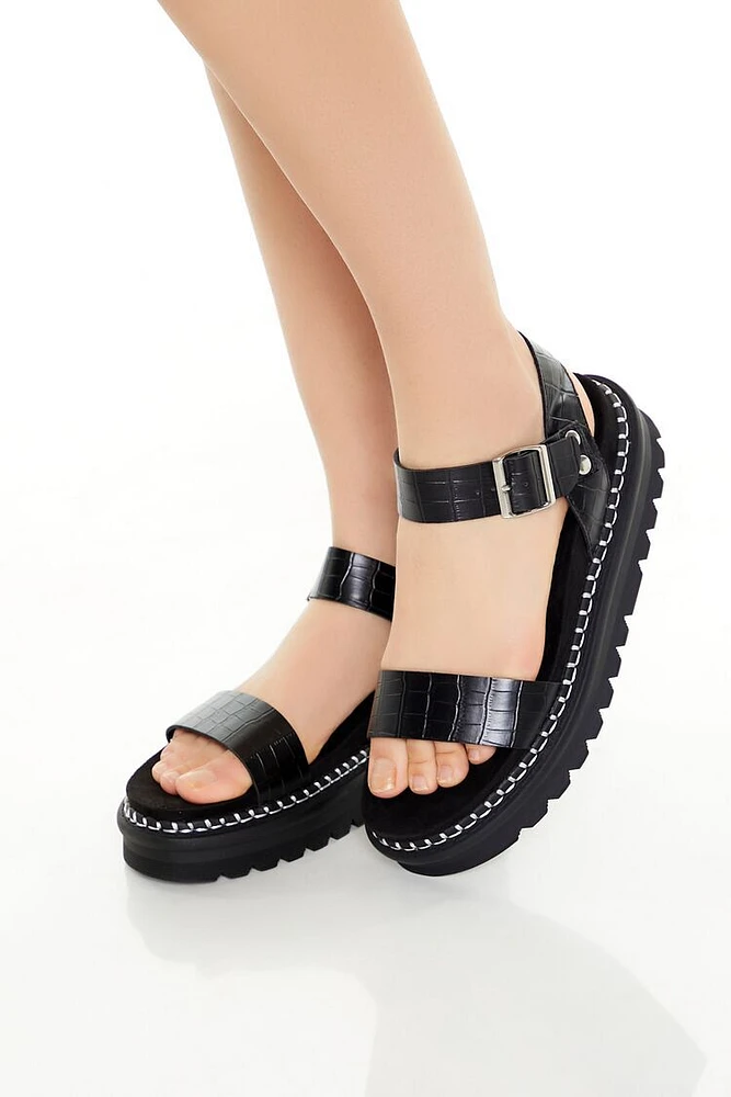 Faux Croc Lug-Sole Sandals