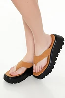 Faux Suede Lug-Sole Thong Sandals