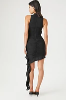 Ruched Sash Mini Bodycon Dress