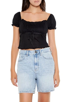 Pointelle Knit Crop Top