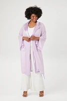 Plus Satin Notched Kimono