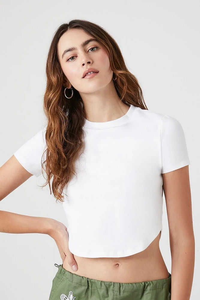 Cropped Curved-Hem Tee