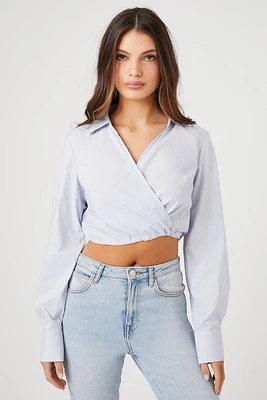 Poplin Surplice Wrap Crop Top